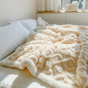 加厚保暖单人办公室午睡小被子珊瑚法兰绒沙发盖毯,羊羔绒毛毯冬季