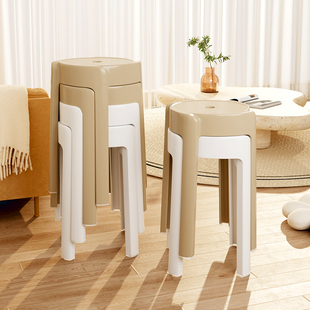 塑料凳子加厚家用可叠放高圆板凳不占空间餐桌备用风车椅子旋风凳