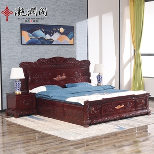 卧室睡床全实木双人床,红木大床非洲酸枝九五大床双人床现代中式