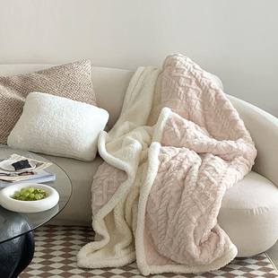 保暖双层加厚单双人毯子办公室午睡沙发盖毯,高克重牛奶绒毛毯冬季