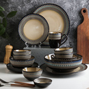 舍里欧式,家用轻奢碗盘子碗筷组合高端北欧陶瓷餐具,复古碗碟套装