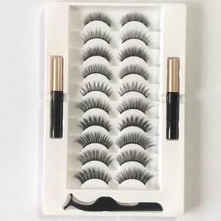 磁性眼线液套装,5磁铁混装,3D自然假睫毛10对,Eyelashes,Magnetic