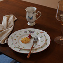 花园西餐盘马克杯咖啡杯,宫殿浪漫蝴蝶蜜蜂蜻蜓陶瓷家用创意盘法式