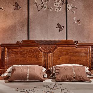 花梨木全实木双人床1.8M大床素面储物婚床红木家具,刺猬紫檀新中式