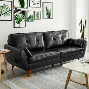 双人座皮沙发组合客厅三人位整装,小户型皮艺沙发,现代简约北欧日式